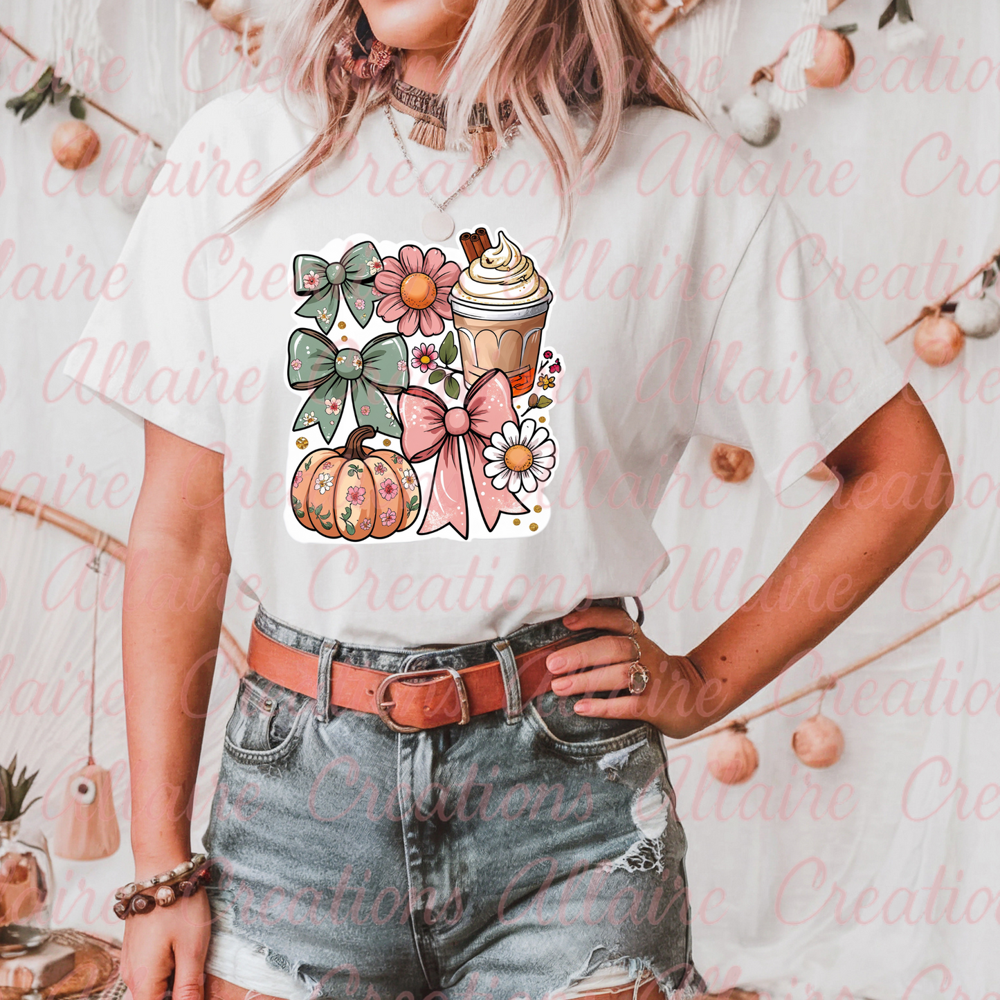 Fall Bows and Latte tee