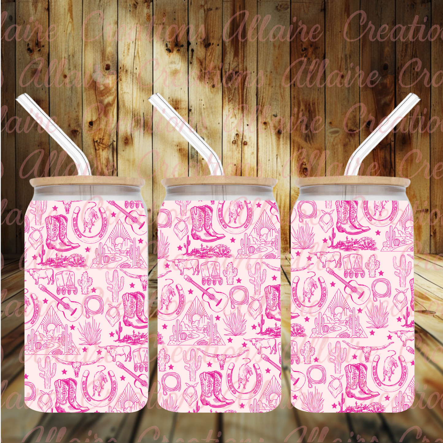 Pink Western Glass Tumbler