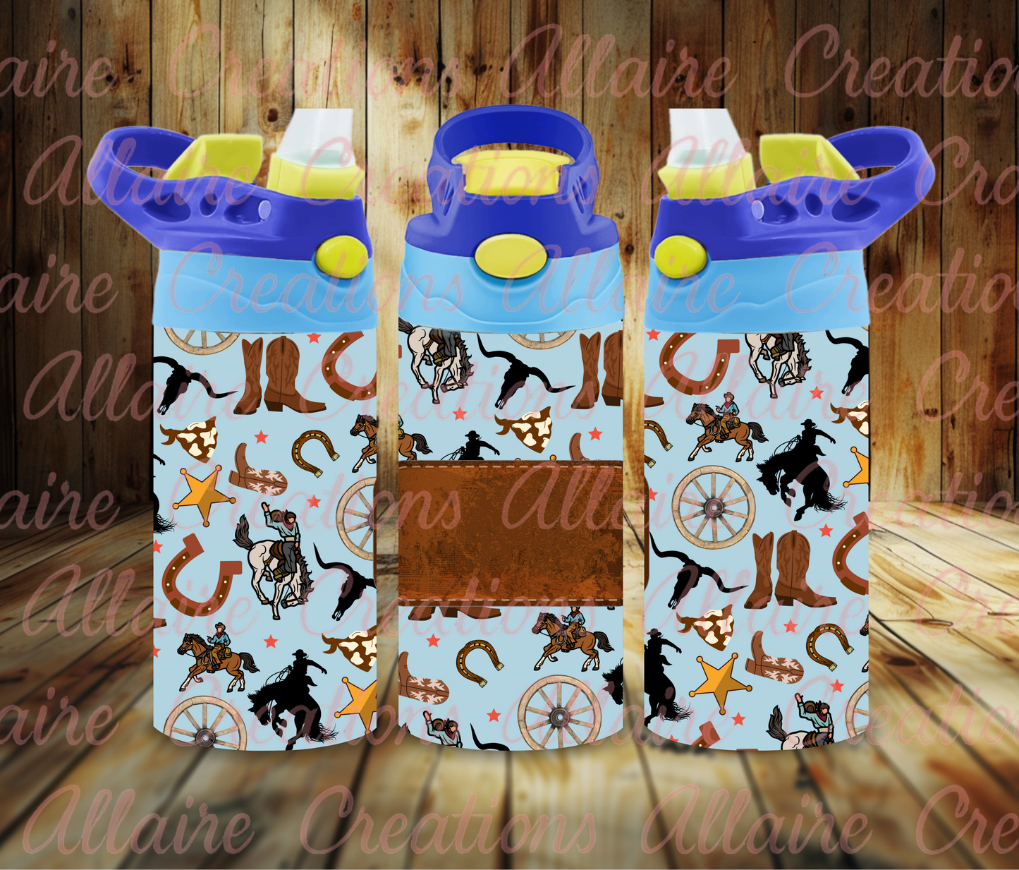 Custom Name Blue Western Flip Cups