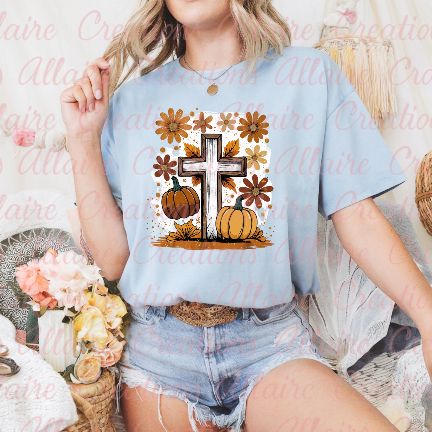 Fall Cross Pumpkin Tee