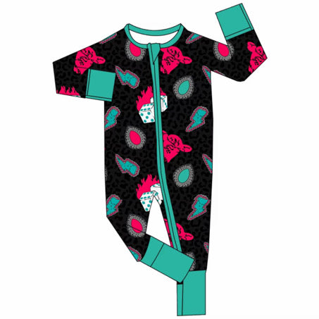 Pink Western Teal Bamboo Zipper