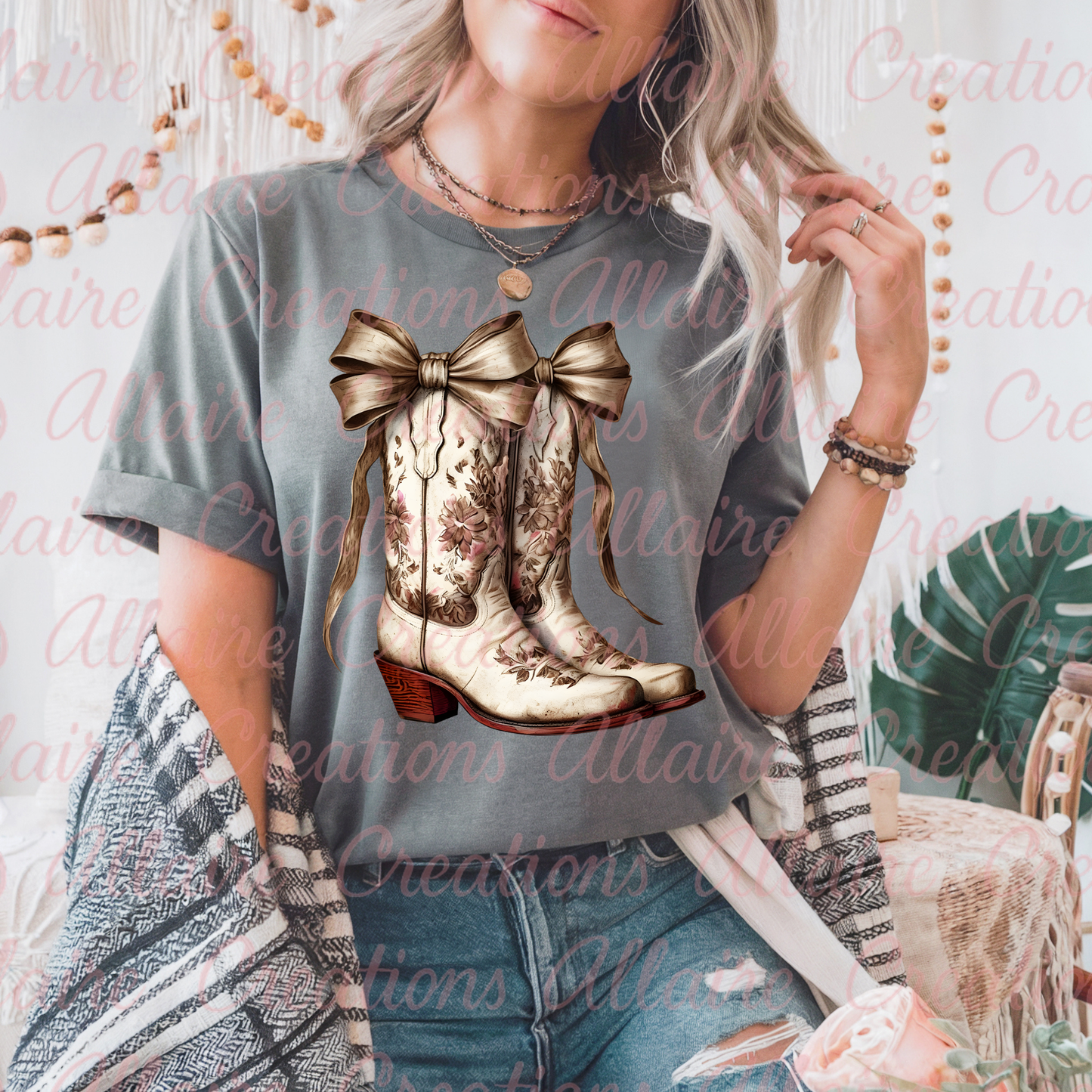 Western Bow Cowboy Boots Tee