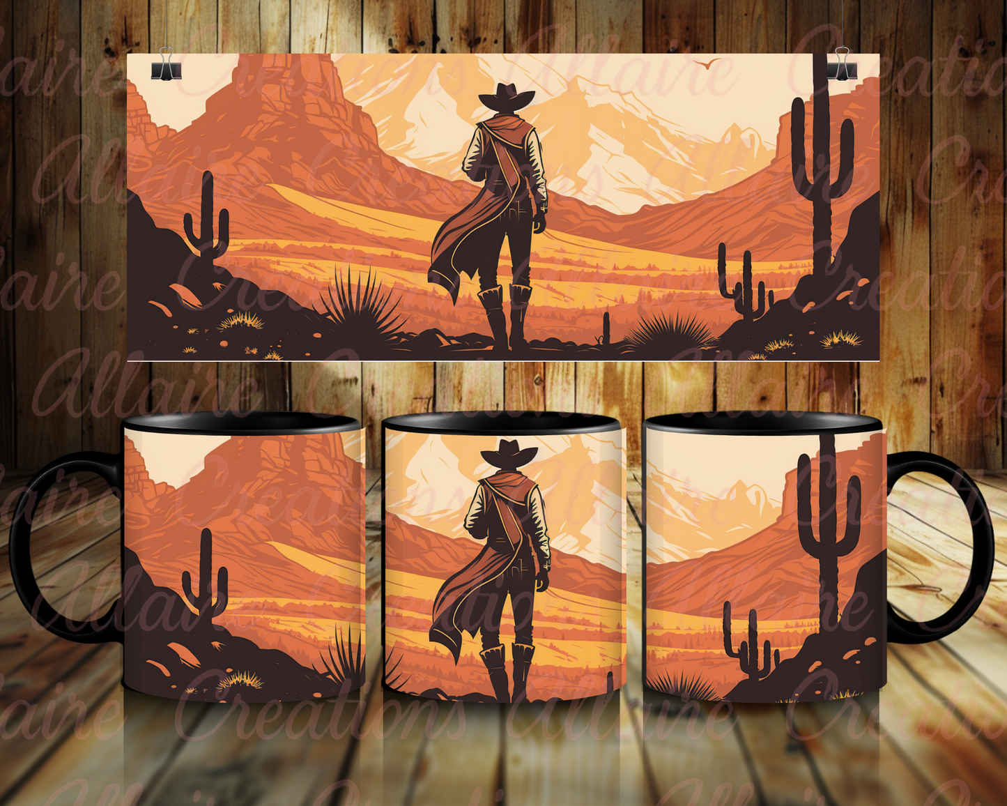 Cowboy Walking into Sunset Coffee Mug