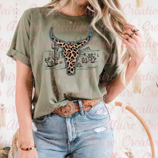 Cheetah Skull Western Tee