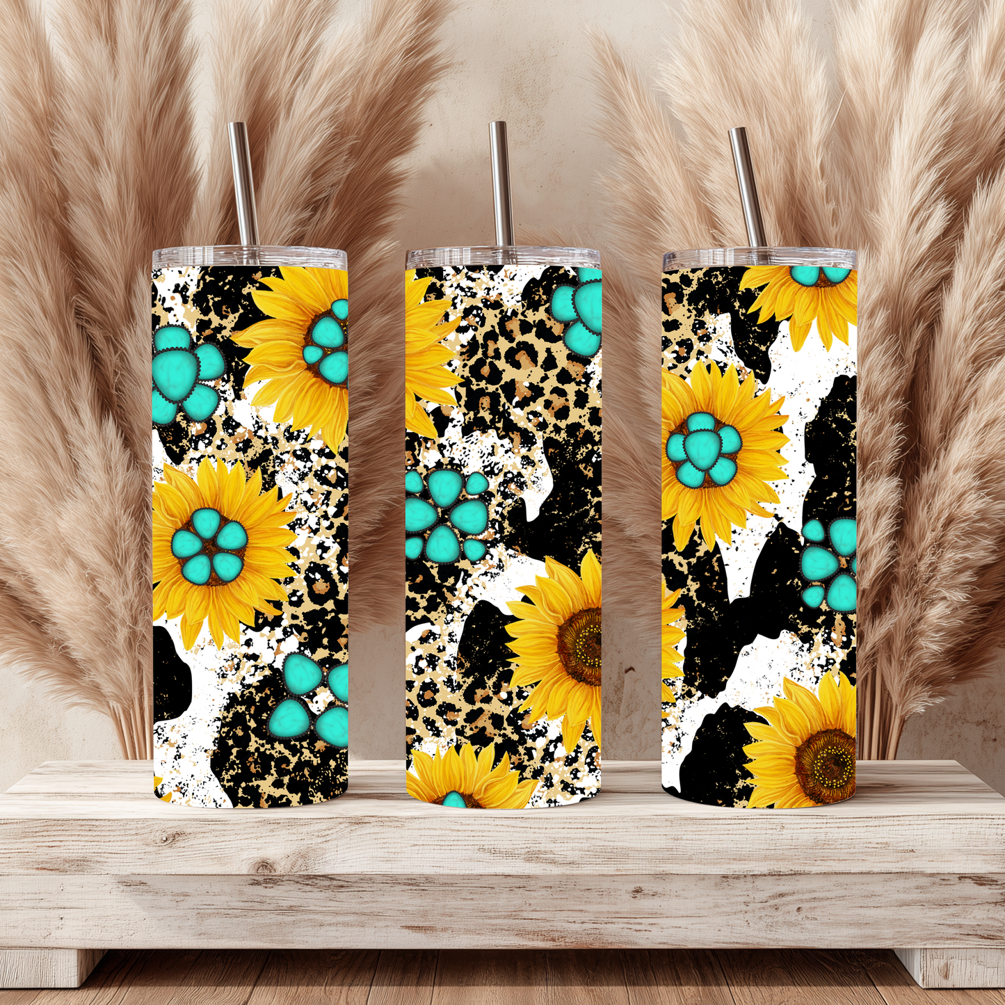 Sunflower Turquoise 20oz Tumbler