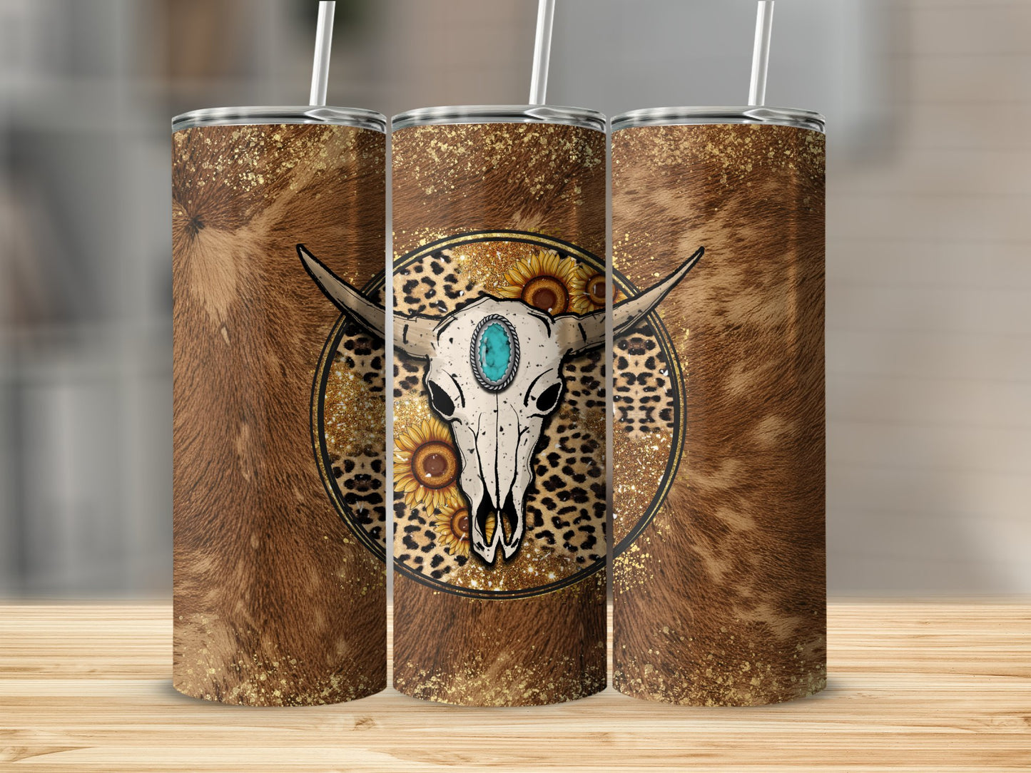 Cowhide Bull Skull 20oz Tumbler