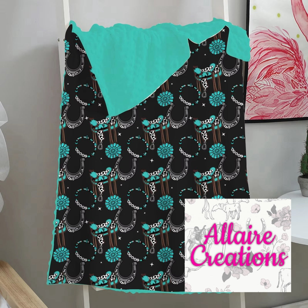 Turquoise Saddle Minky Blanket