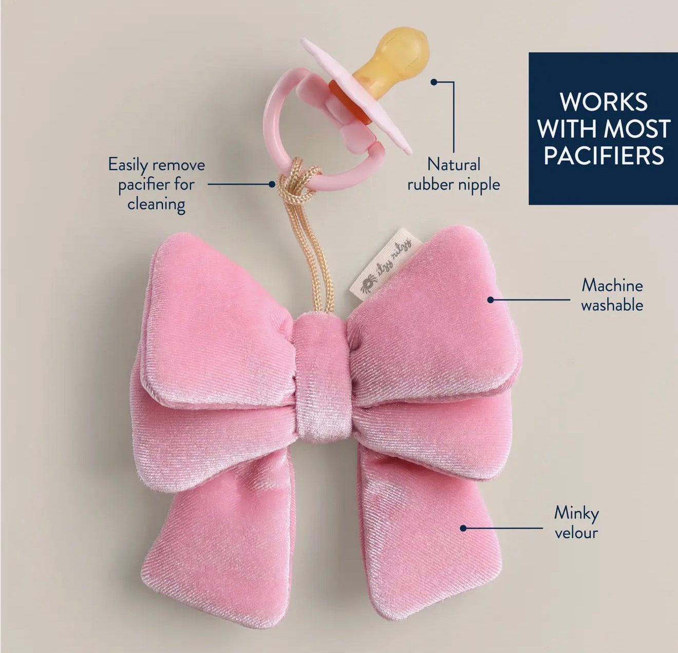 Bow Ritzy Pal Natural Rubber Pacifier & Plush