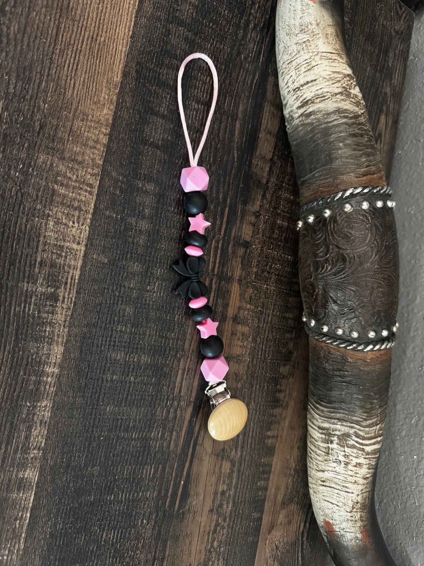 Black Bow Silicone Pacifier Clip
