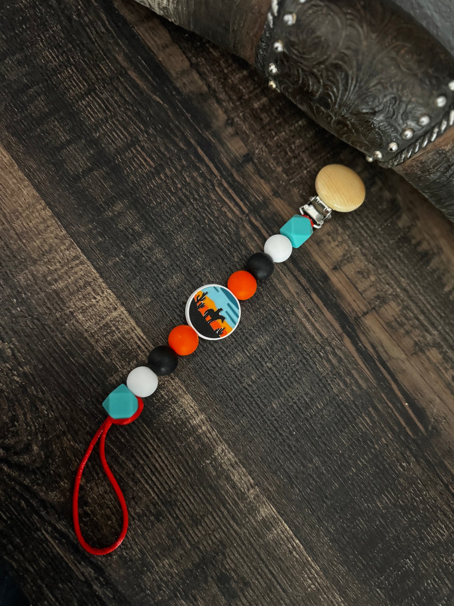 Cowboy Sunset Silicone Pacifier Clip
