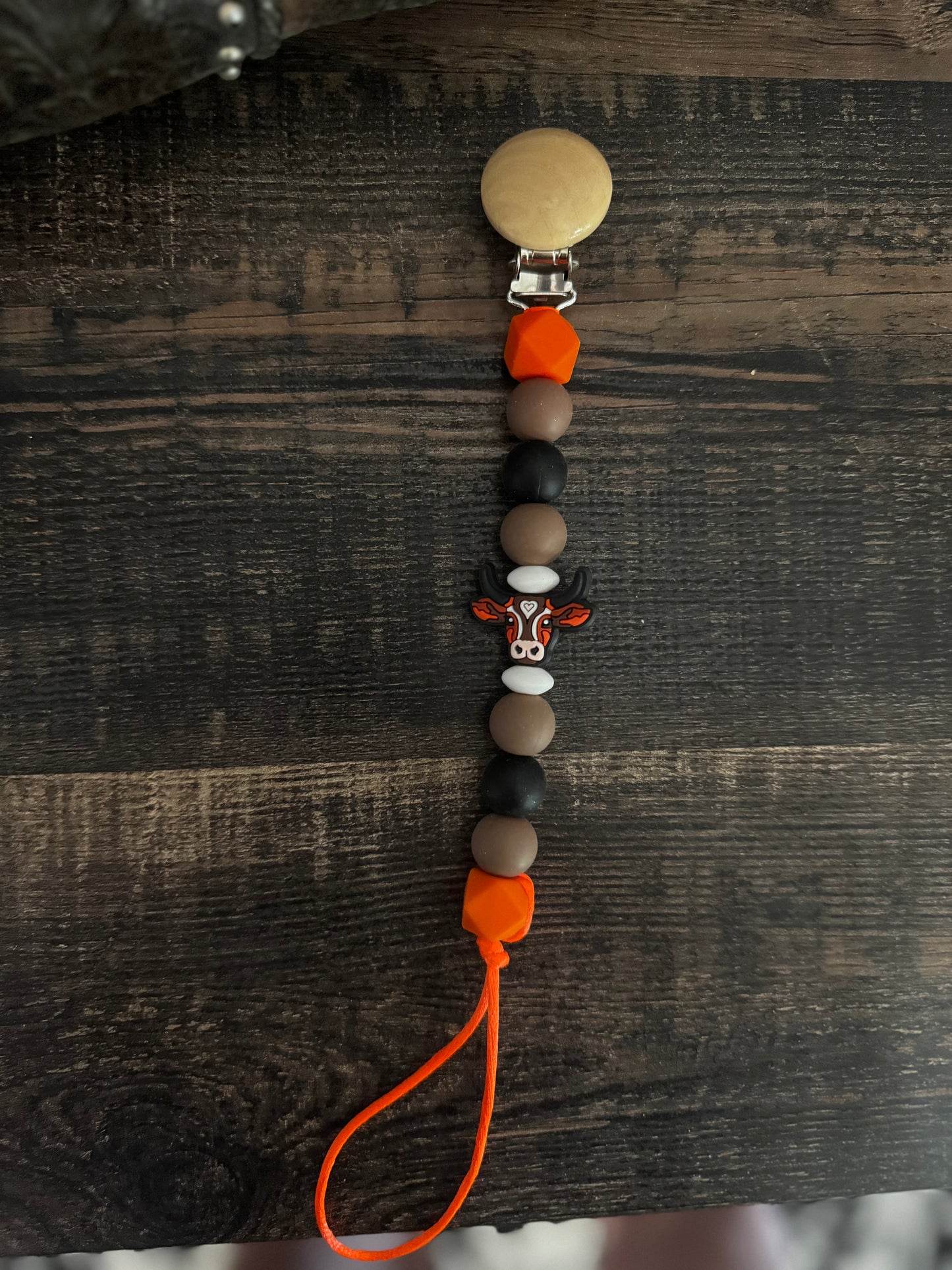 Bull Skull Silicone Pacifier Clip