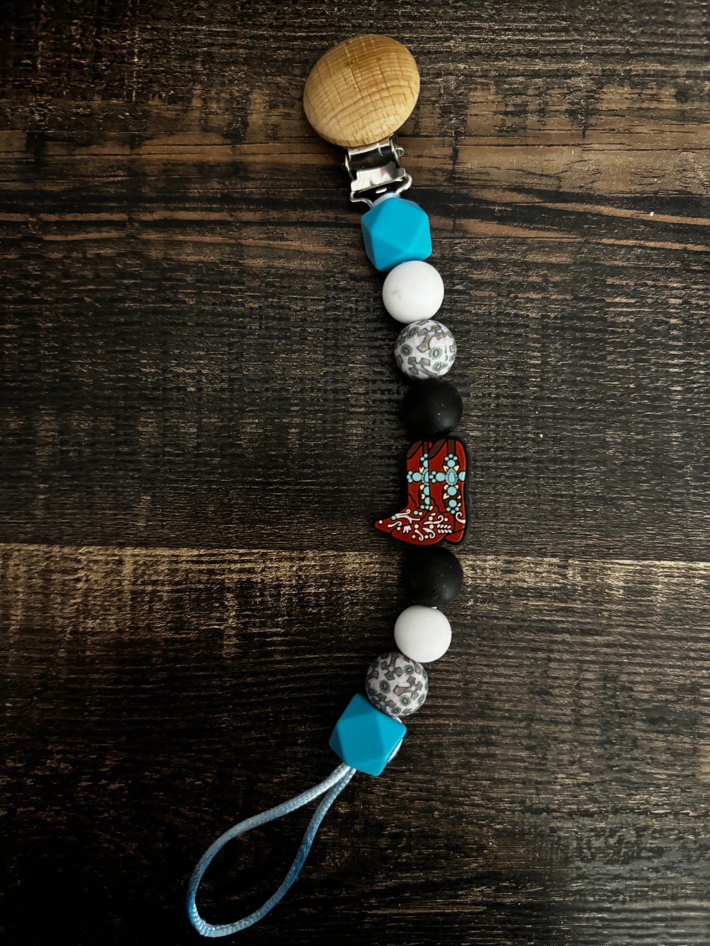 Cowboy Boots Silicone Pacifier Clip