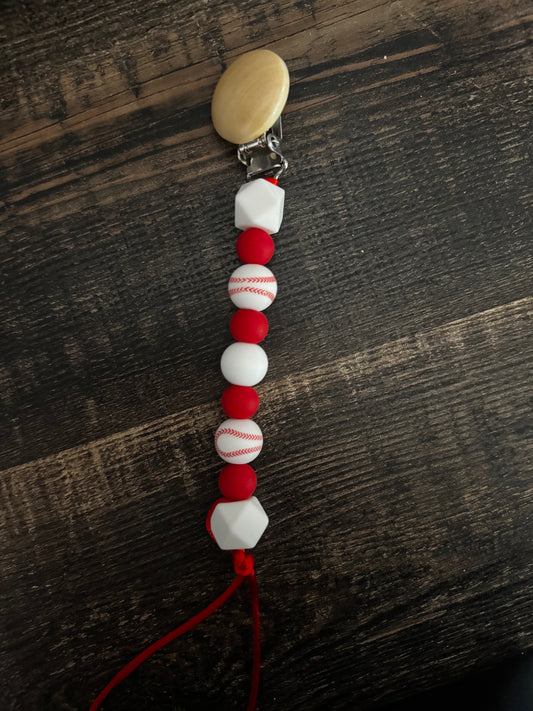 Baseball Silicone Pacifier Clip