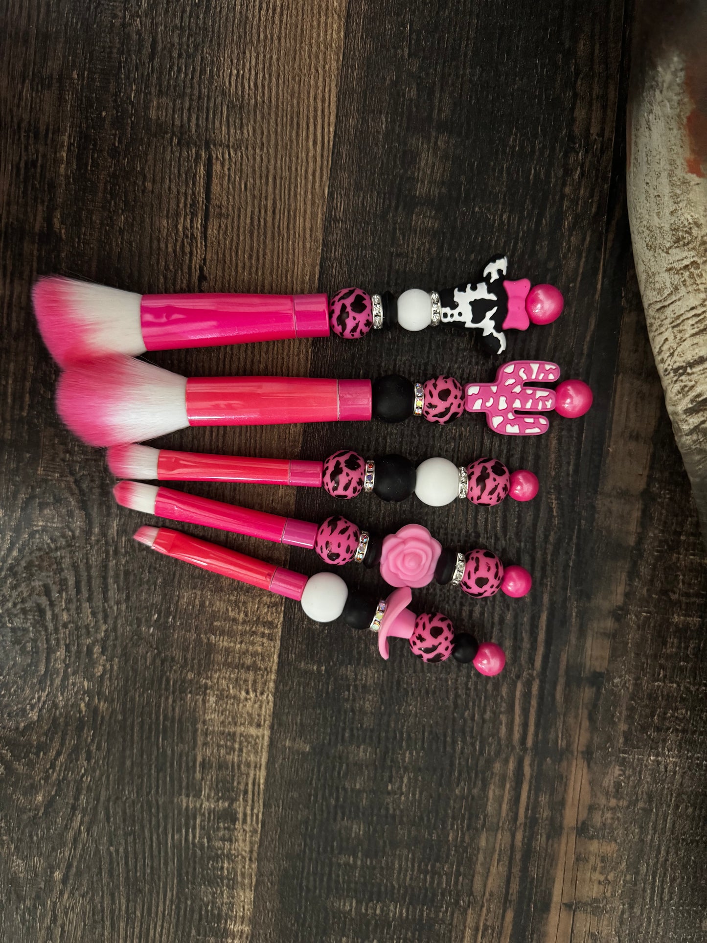 Pink Cowprint Makeup Brushes