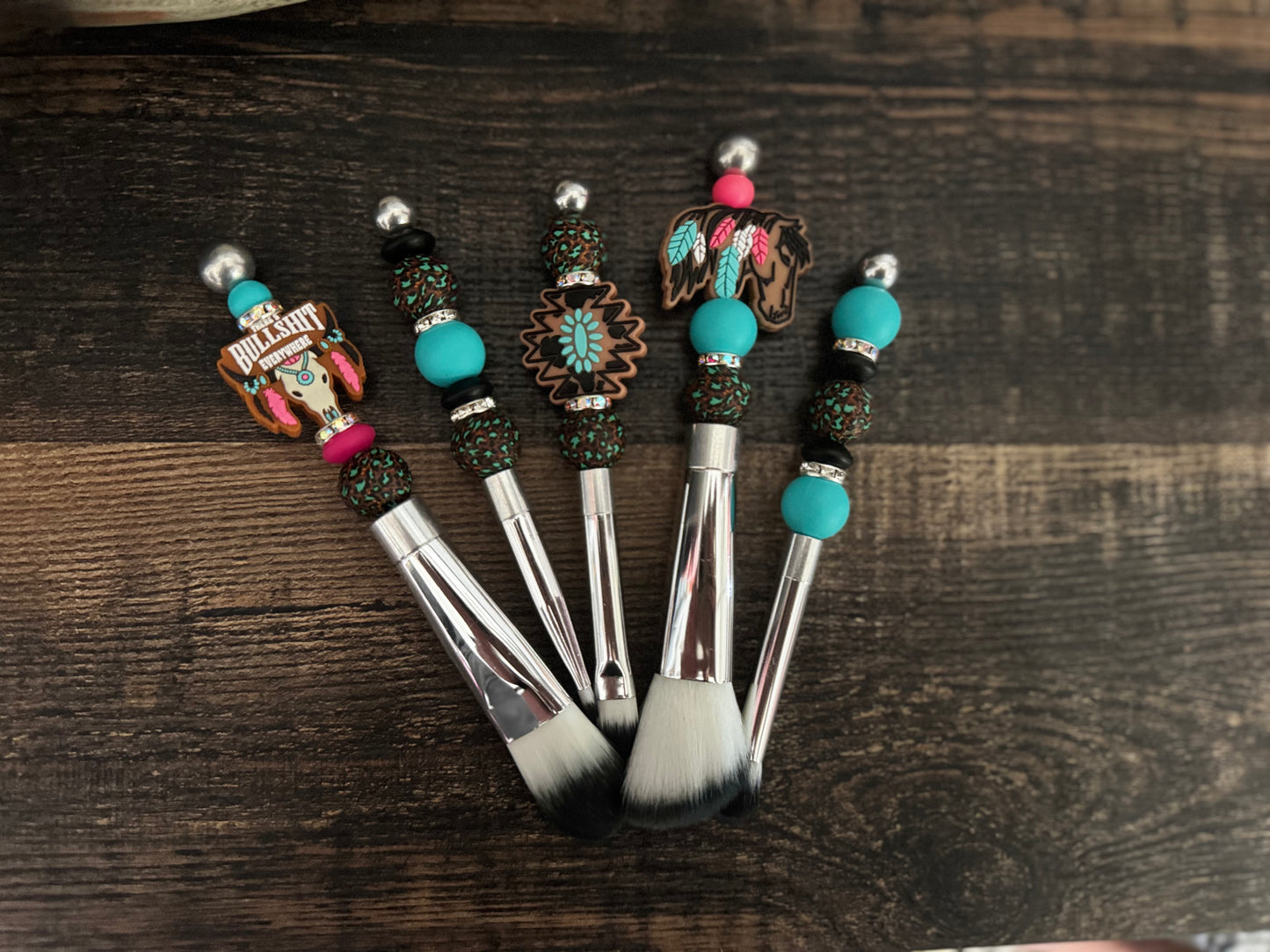 Silver Western Makeup Brushes
