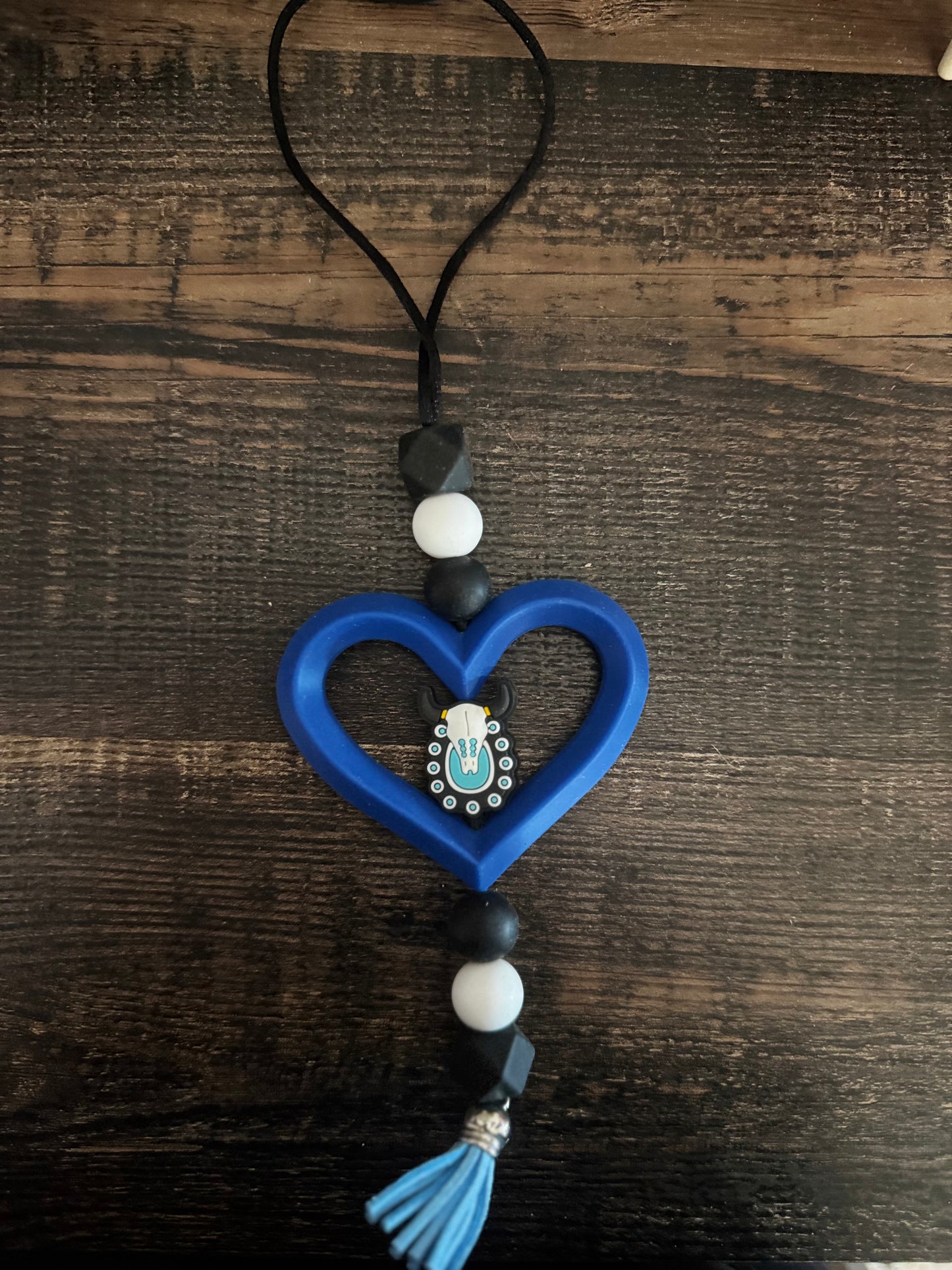 Blue Heart Western Car Mirror Hangers