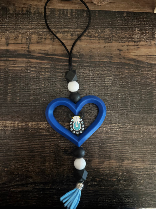 Blue Heart Western Car Mirror Hangers