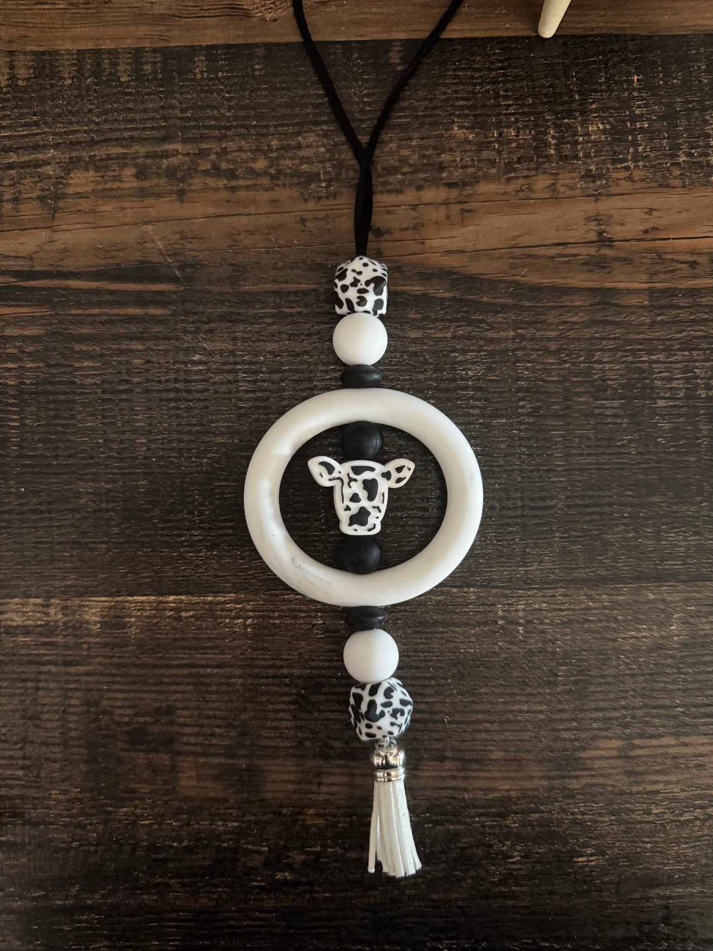 White Cow Car Mirror Hangers