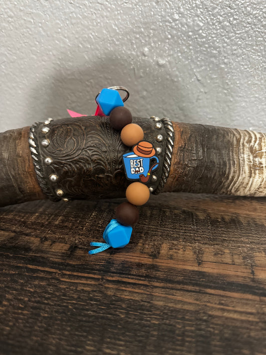 Best Dad Coffee Cup Silicone Keychain