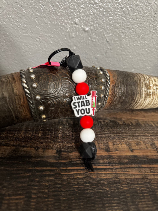 I will Stab You Silicone Key Chain
