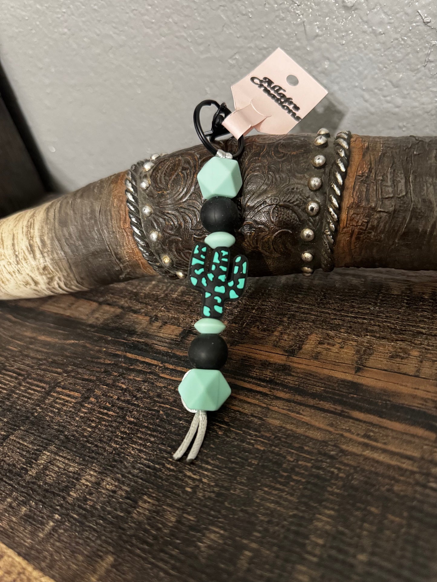 Green Cactus Silicone Key Chain