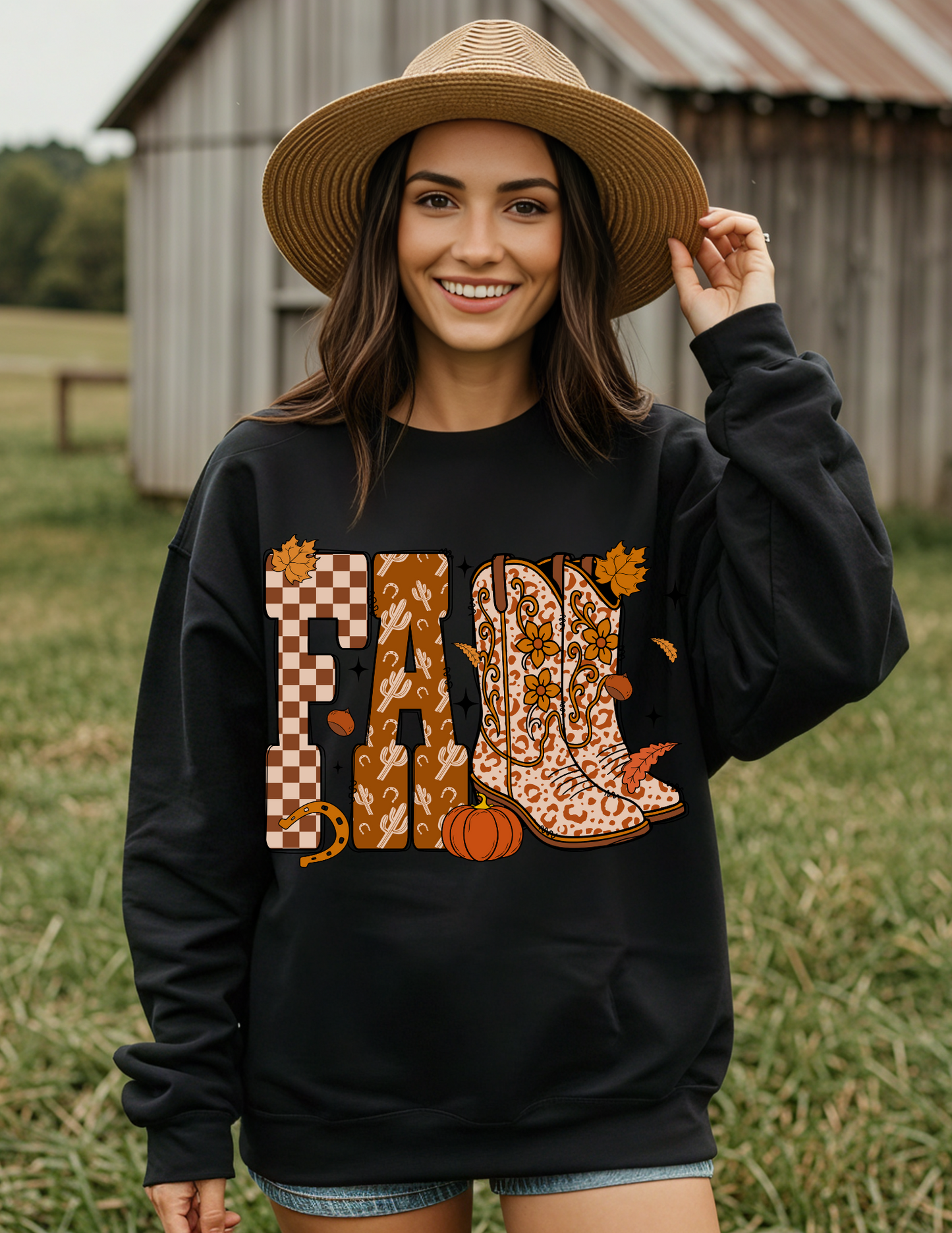 Fall Western Crew Neck