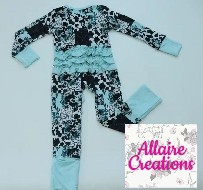 Black Ruffle Bamboo Zipper