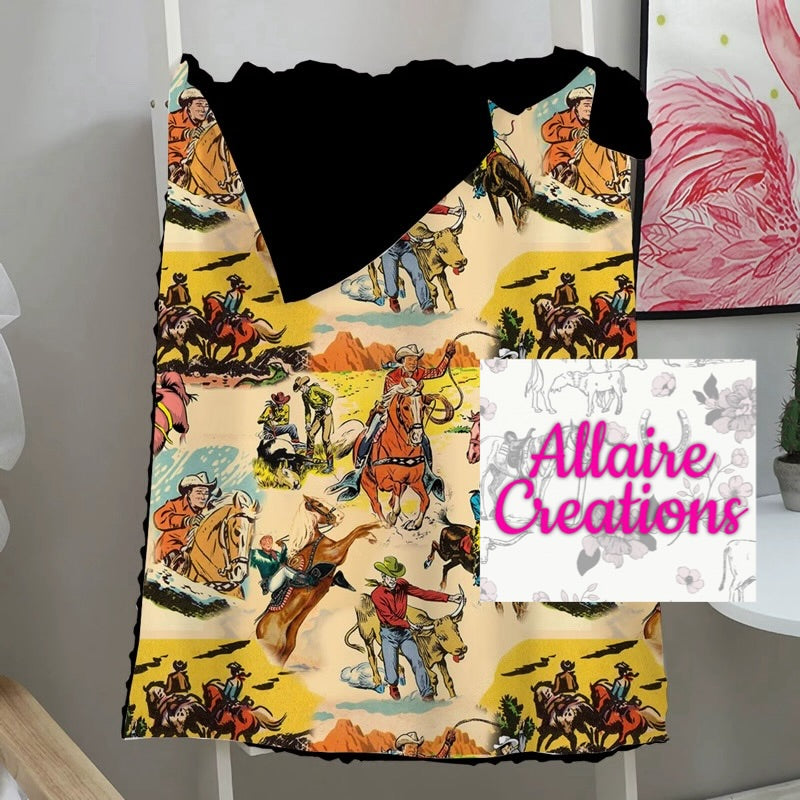 Yellow Western Minky Blanket