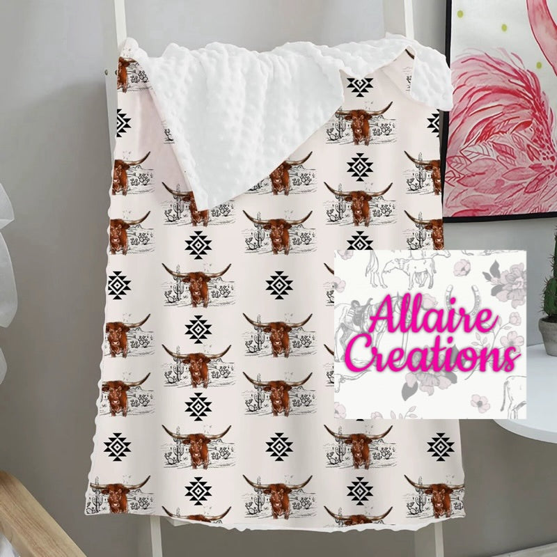 White Western Minky Blanket