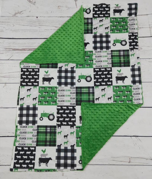 Green Tractor Baby Blanket