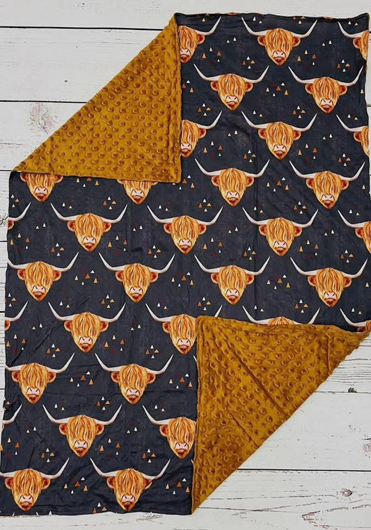 Boy Highland Cow Baby Blanket