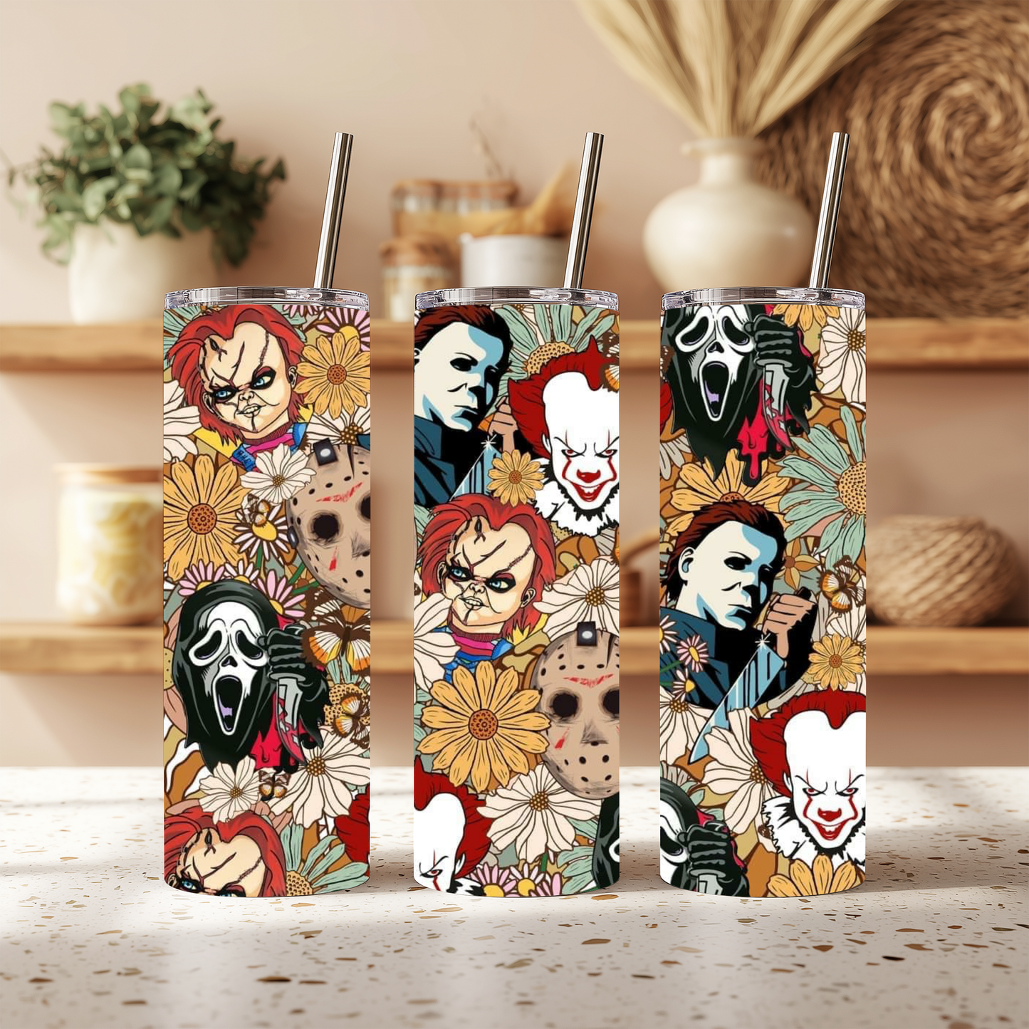 Flowered Halloween 20oz Tumbler