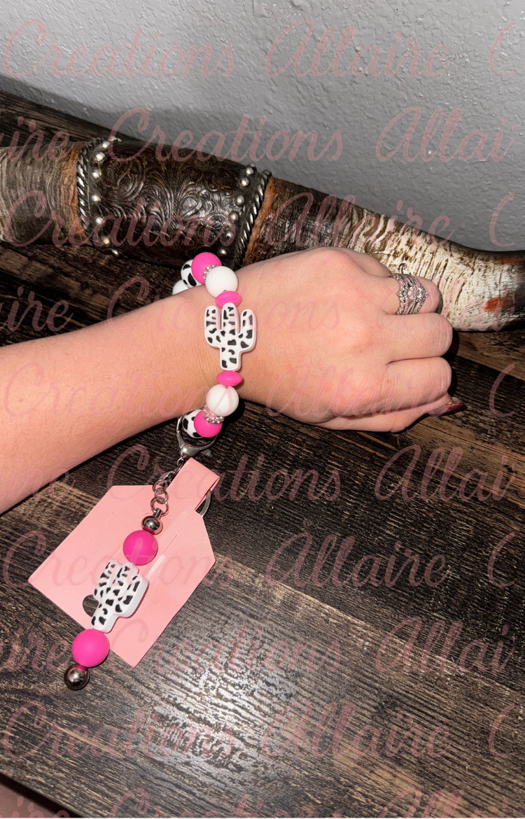 Pink Cactus Keychains Sets