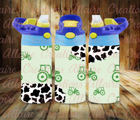 Green Tractor Cow Print Flip Cups