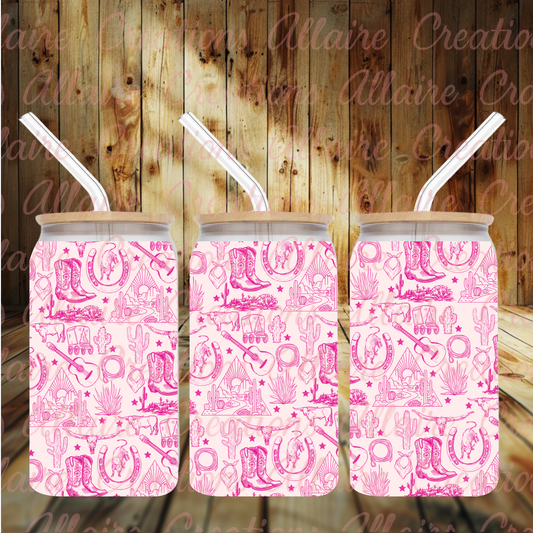 Pink Western Glass Tumbler