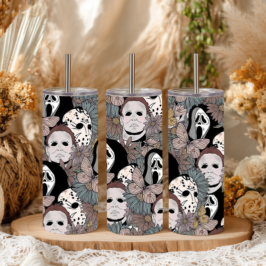 Flowered Scary Halloween 20oz Tumbler