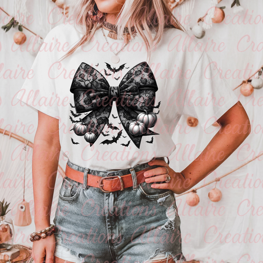 Black Bow W Bats Tee