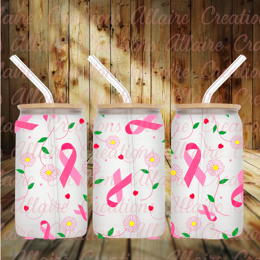 Pink Cancer Glass Tumbler