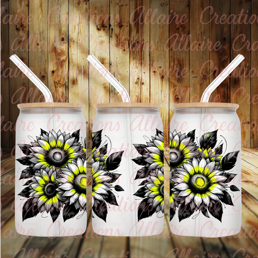Neon Flowered Glass Tumbler