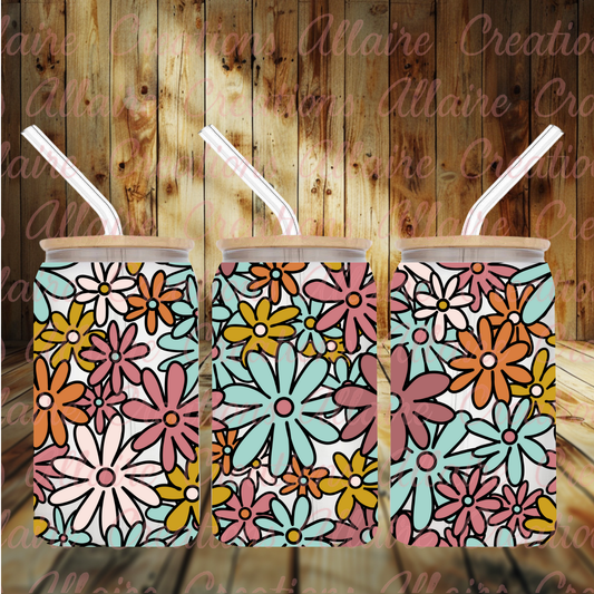 Colorful flowered Glass Tumbler