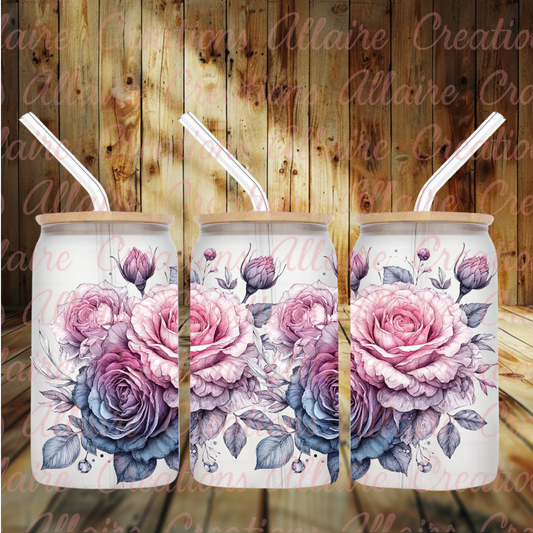 Pink Roses Glass Tumbler