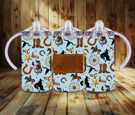 Custom Name Blue Western Sippy Cup