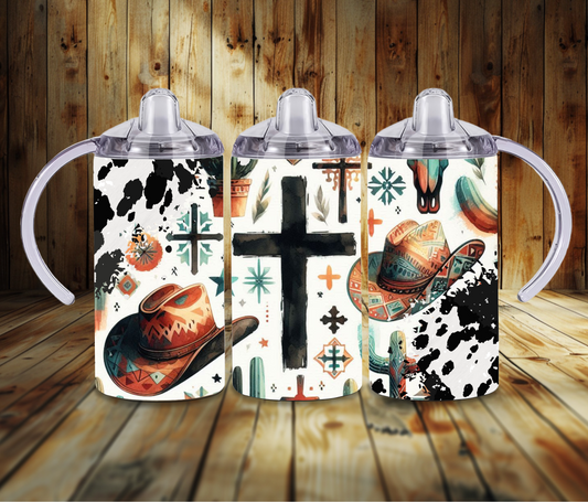 Cross Western Cow Print Sippy Cup