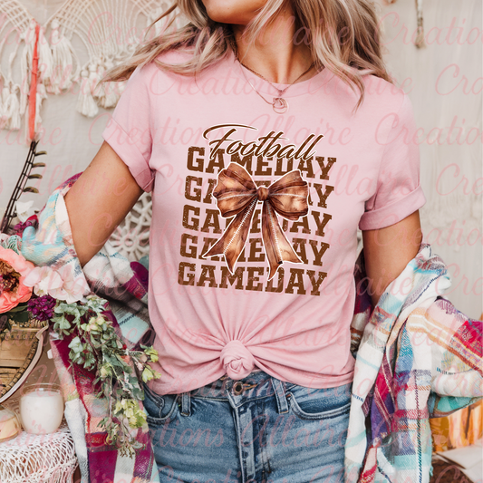 Football Game Day W Bow Tee