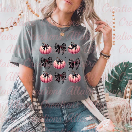 Pink Pumpkins Black Bows Tee