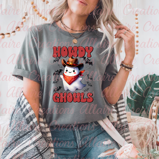 Red Howdy Ghouls Tee