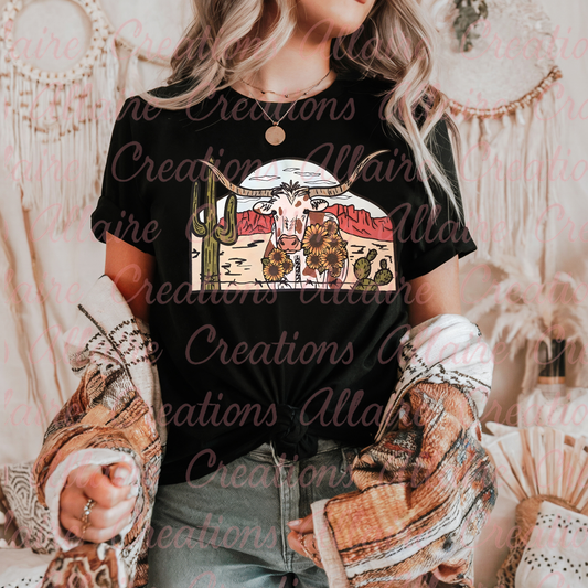 Desert Cow Western Tee
