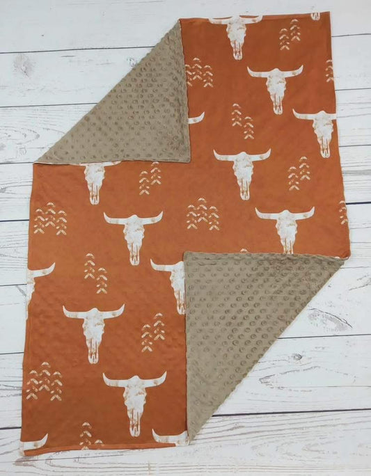 Orange Longhorn Baby Blanket