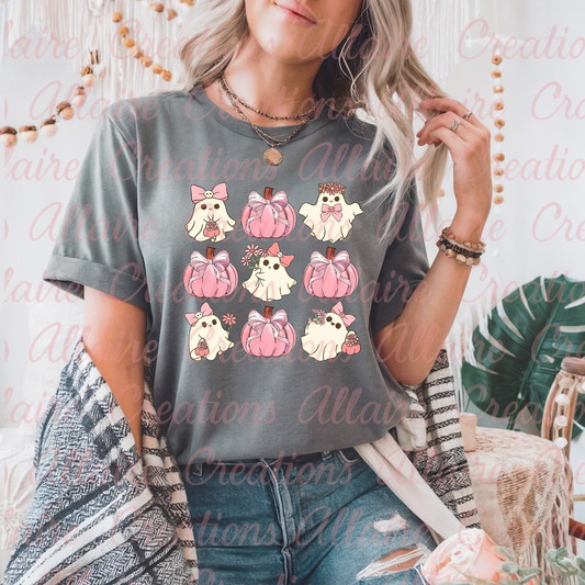 White Ghost & Pink Pumpkins Tee