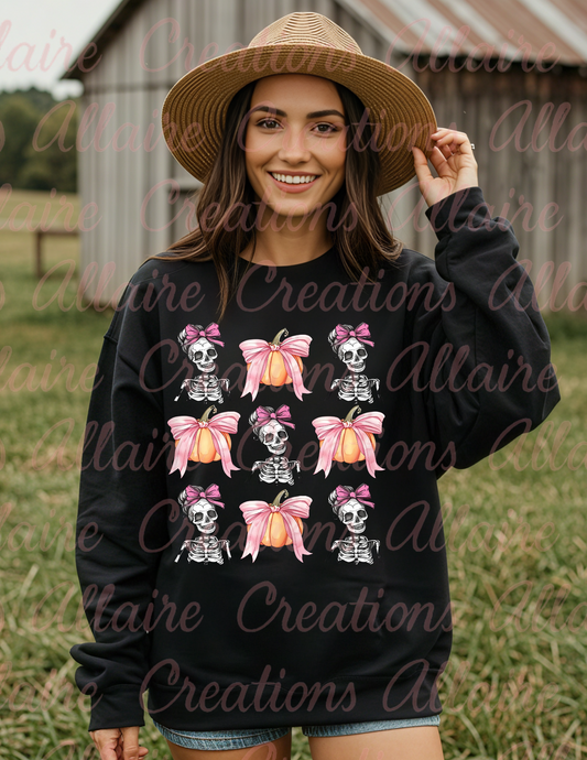 Skeleton Pumpkins Crew Neck